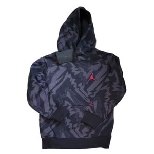Boy's Jordan All Over Print Fleece Hoodie Size 5 NWT Black